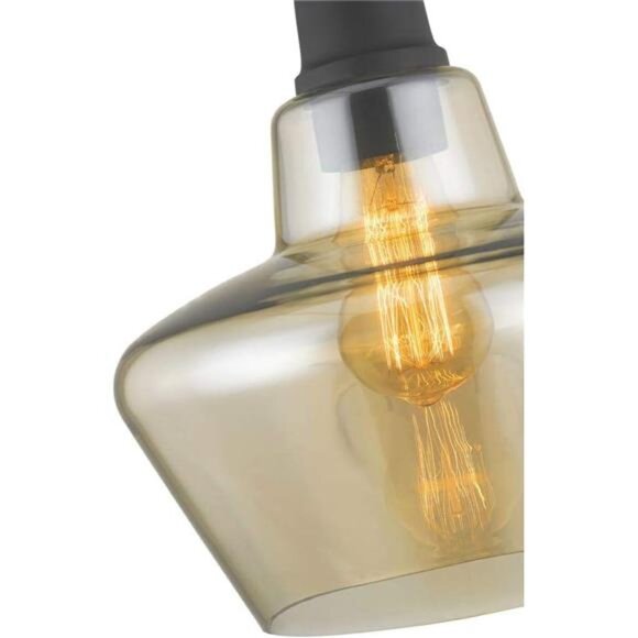 1-Light Aged Bronze Pendant with Amber Plated Glass Shade and Vintage Bulb - Picture 6 of 8